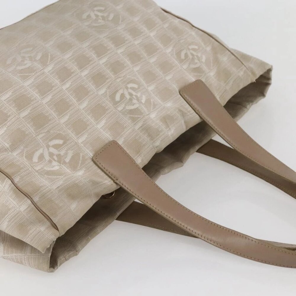 CHANEL New Travel Line Tote Bag Nylon Beige Gold CC Auth - Picture 8 of 16